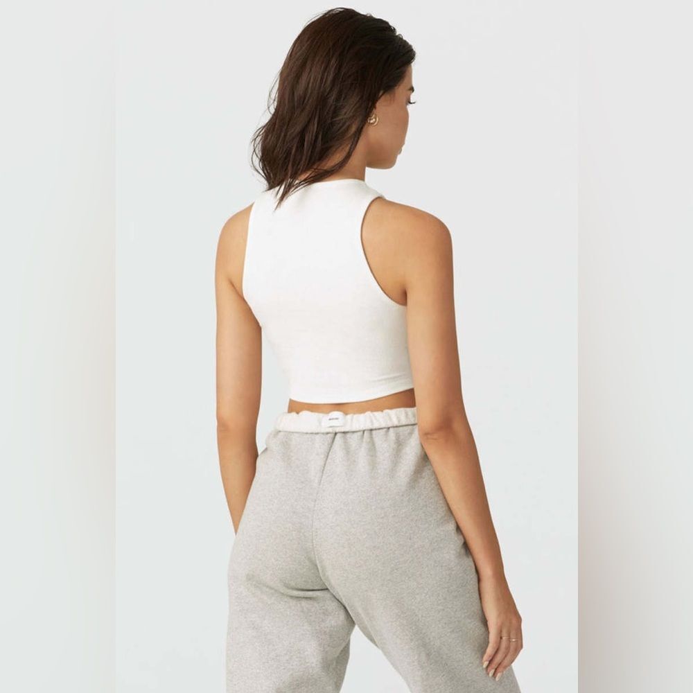 NWT Joah Brown Lace Up Crop Tank in white - Picture 5 of 8